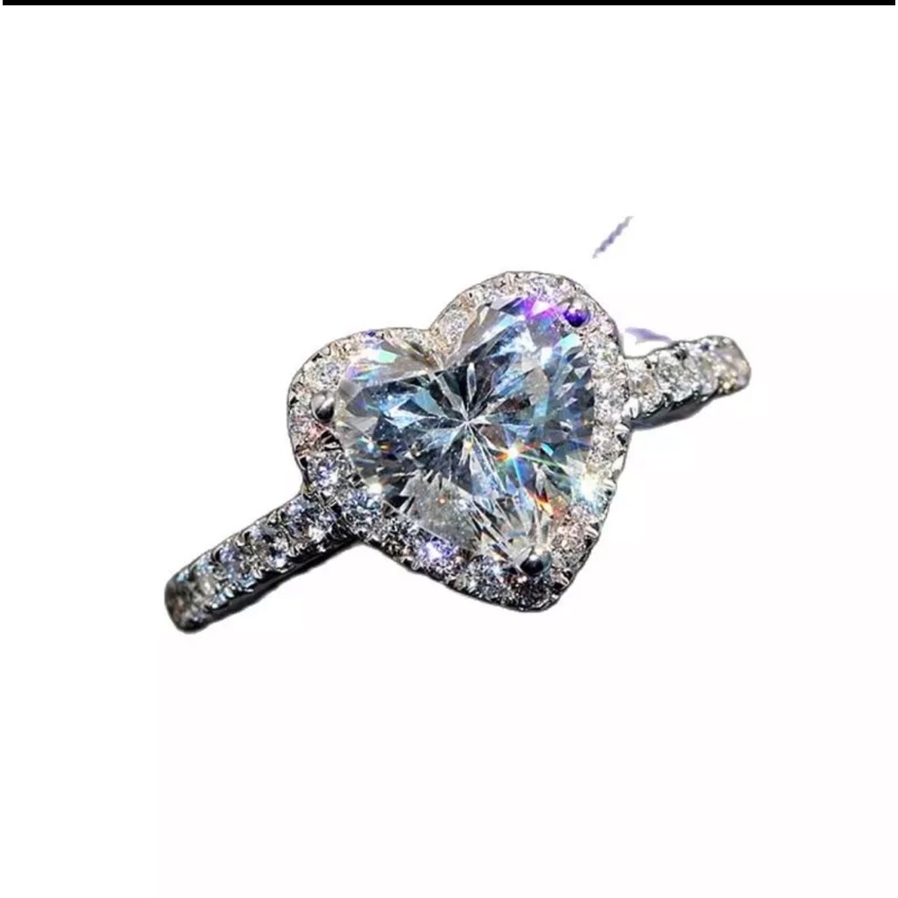 925 STERLING SILVER CUBIC ZIRCON HEART RING - Picture 9 of 13